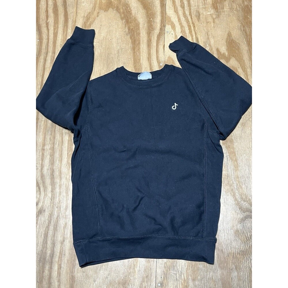 tik tok sweatshirt Black Cotton Crewneck  Adult S Pullover Knit @L7